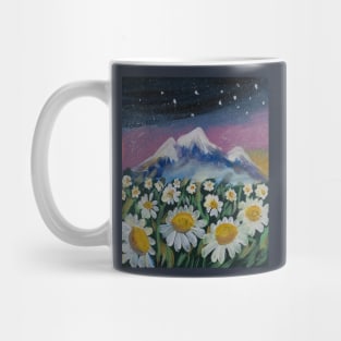 Chamomile mountain Original Oil-Paint Art Mug